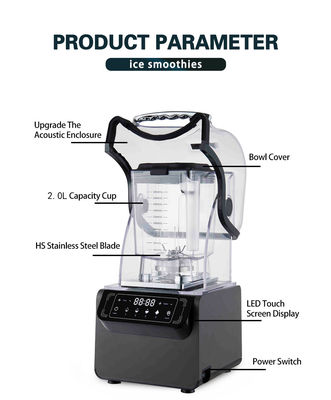 1800W Plastic Housing Ice Drinks Smoothie Blender Per Ristorante 65db