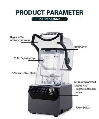 Blender per frullati commerciali 65DB Low Noise Ice Crushing Kitchen Blender per frullati